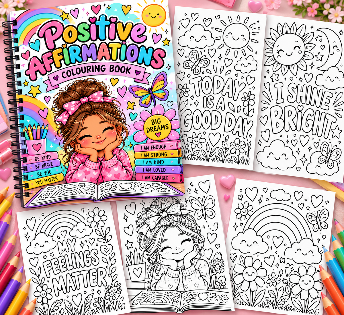 A4 Positive affirmations colouring book
