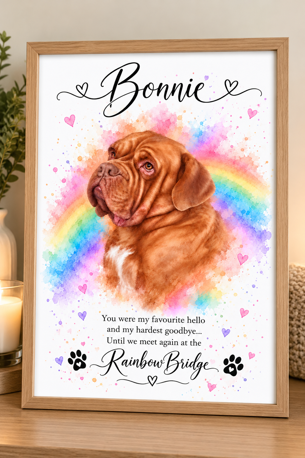 Pet rainbow memorial print
